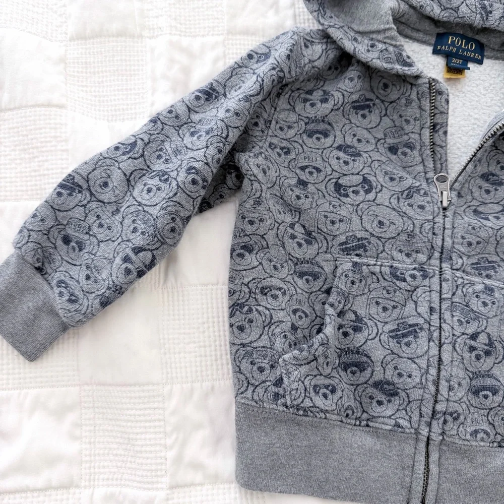 Ralph Lauren Toddler Bear‎ Print Zip hoodie jacket 2T